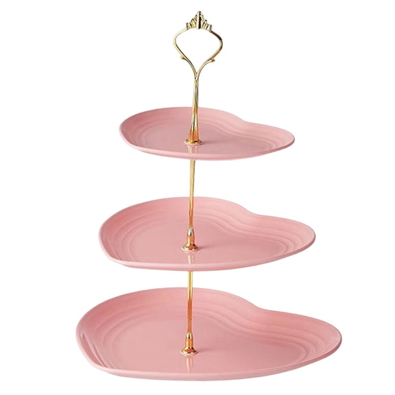 YoeXGDS 1 PC Valentine's Day 3 Tier Cupcake Stand Heart Shaped 3 Tiered Serving Trays for Party Plastic Tray Dessert Cupcake Stand for Tea Party Wedding, Cake Stand Display Tower 15inch