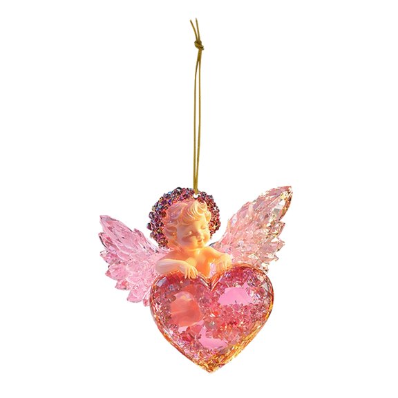 YoeXGDS 1PC Doll Ornaments Acrylic Heart Shaped withWings Hanging Ornament Decor for Valentine's Decorations Anniversary Birthday Party Accessories 3.15inch