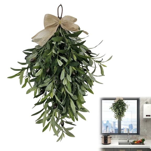 YoeXGDS 1PC Easter Spring Branch Tear Drop Wreath 24 Inches Front Door Decoration Greenery Decoration Farmhouse Tear Drop Hanging Wreath Spring Outdoor Decoration, Front Door, Wall, Home Decor