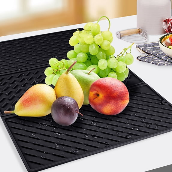 YoeXGDS 1PC Foldable Dish Drain Board Plastic Drain Boards, Dish Drainer Tray Large Dish Drainer Mat with Side Drop Slope Diversion Drainboard for Dish Rack Kitchen Counter 15.7x24 Inch