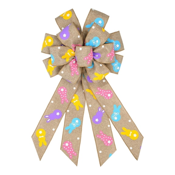 YoeXGDS 1PC Large Easter Wreath Bows for Front Door, 21inch Bows Easter Eggs Bow Holiday Spring Tree Topper Bows for Wreath Wall Window Holiday Spring Tree Topper Bows Easter Decorations
