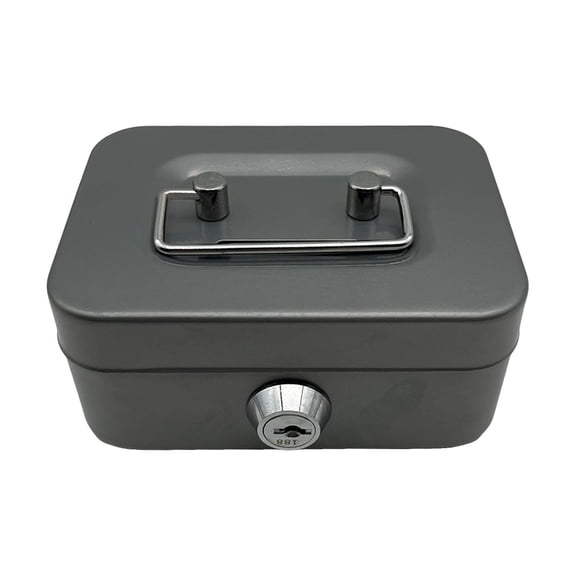 YoeXGDS 1PC Locking Steel Medium Box with Removable Tray and Key Lock, Portable Small Lock Box with Key, Key Lock Organizer with Handle for Home 4.5×2inch