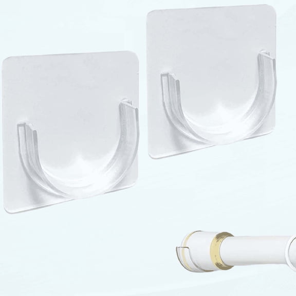 YoeXGDS 1Pair Shower Rod Holder, Tension Curtain Rod Bracket No Drilling, Transparent Wall Mount Tension Rod Holder for Bathroom Kitchen Bedroom 2.7inch