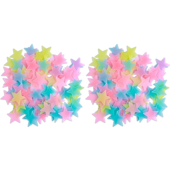 YoeXGDS 200PCS 1.5inch Glow in The Dark Plastic Star Stickers, Colorful Glow in The Dark Luminous Star Plastic Wall Stickers Decals for Home, Fluorescent Night Sky Ceiling Decals for Party Decor