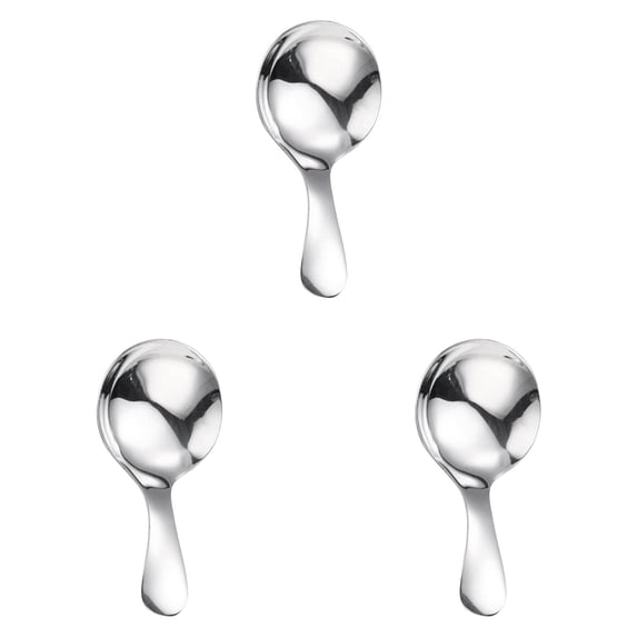YoeXGDS 3PCS Stainless Steel Mini Spoons for Canisters with Short Handle, Thickened Small Round Spoon, Short Handle Spoon for Tea Sugar Condiments Dessert 3.74inch
