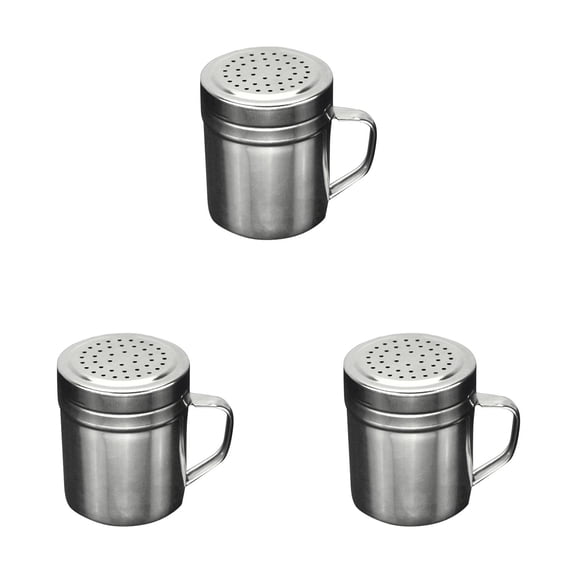 YoeXGDS 3PCS Stainless Steel Seasoning Bottle Metal Dispenser Condiment Container, Stainless Steel Powder Shaker with Handle for Kitchen Cooking Outdoor BBQ Seasoning Bottle 3.5inch