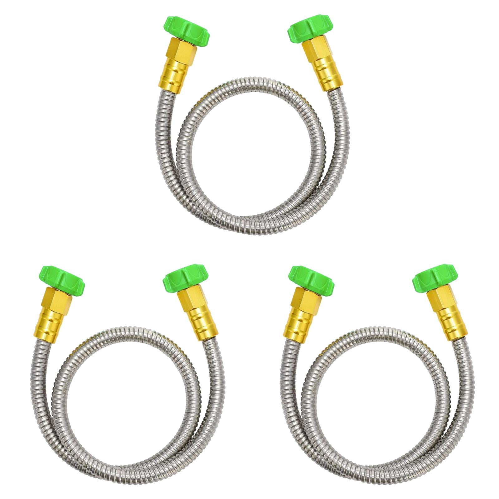 YoeXGDS 3PCS Stainless Steel Short Garden Hose 3 FT withFemale toMale Metal Connector,Flexible Lightweight Outdoor Water Hose Extension Adapter,Connection Hose for Home Hot/Cold Water