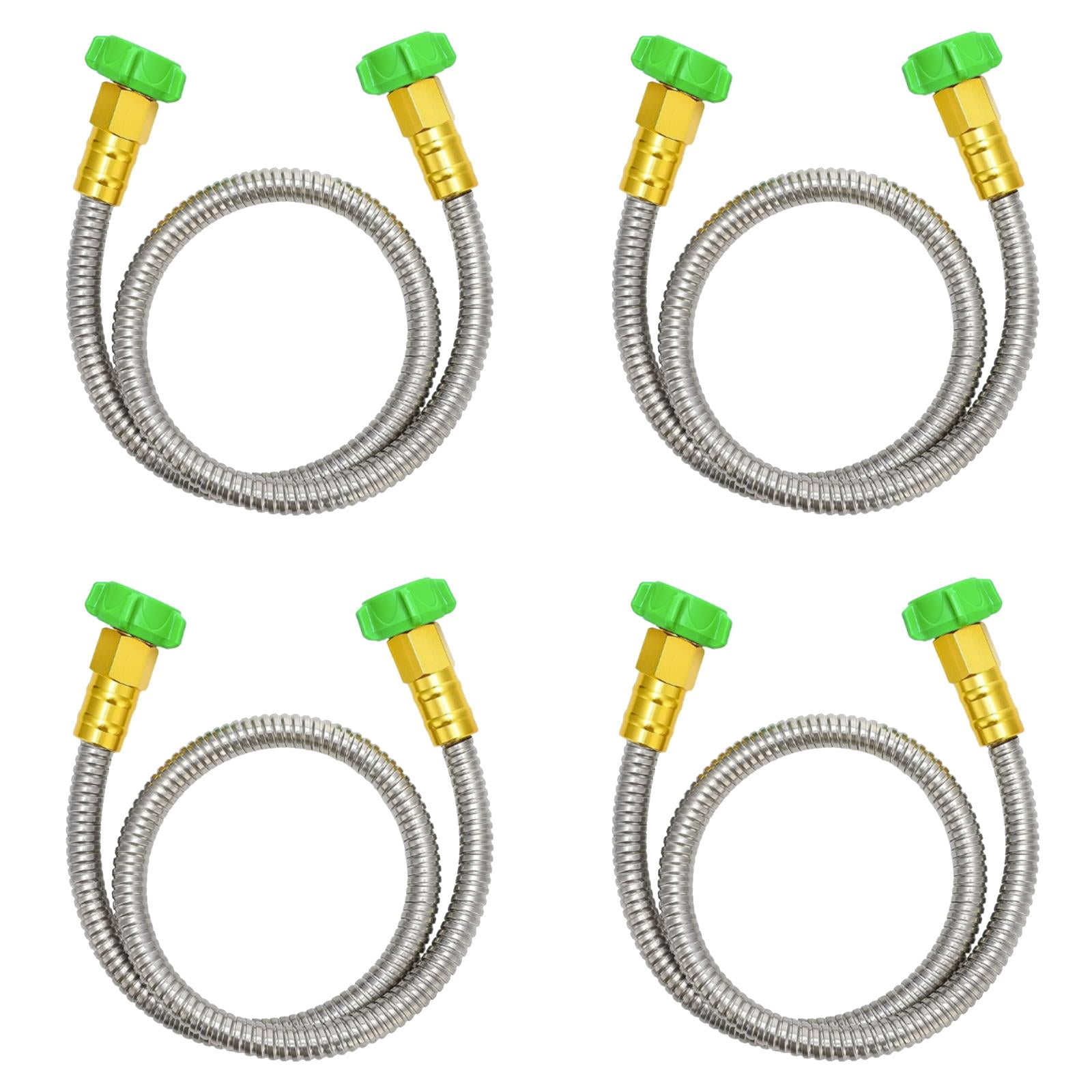 YoeXGDS 4PCS Stainless Steel Short Garden Hose 3 FT withFemale toMale Metal Connector,Flexible Lightweight Outdoor Water Hose Extension Adapter,Connection Hose for Home Hot/Cold Water