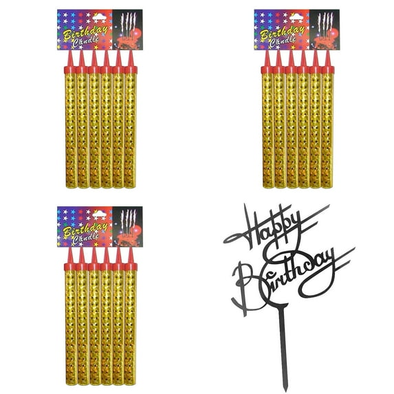 YoeXGDS Birthday Candles, 18PCS Long Birthday Candles, Birthday Cake Top Decoration with Happy Birthday Cake Topper, 5.9inch Candles for Sweet Birthday Party Wedding Restaurant Decoration