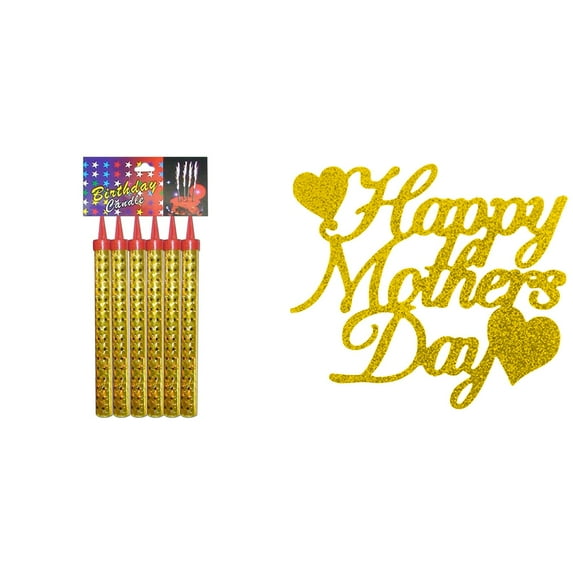 YoeXGDS Birthday Candles, 6PCS Long Birthday Candles, Birthday Cake Top Decoration with Mother's Day Cake Topper, 5.9inch Candles for Sweet Birthday Party Wedding Restaurant Decoration
