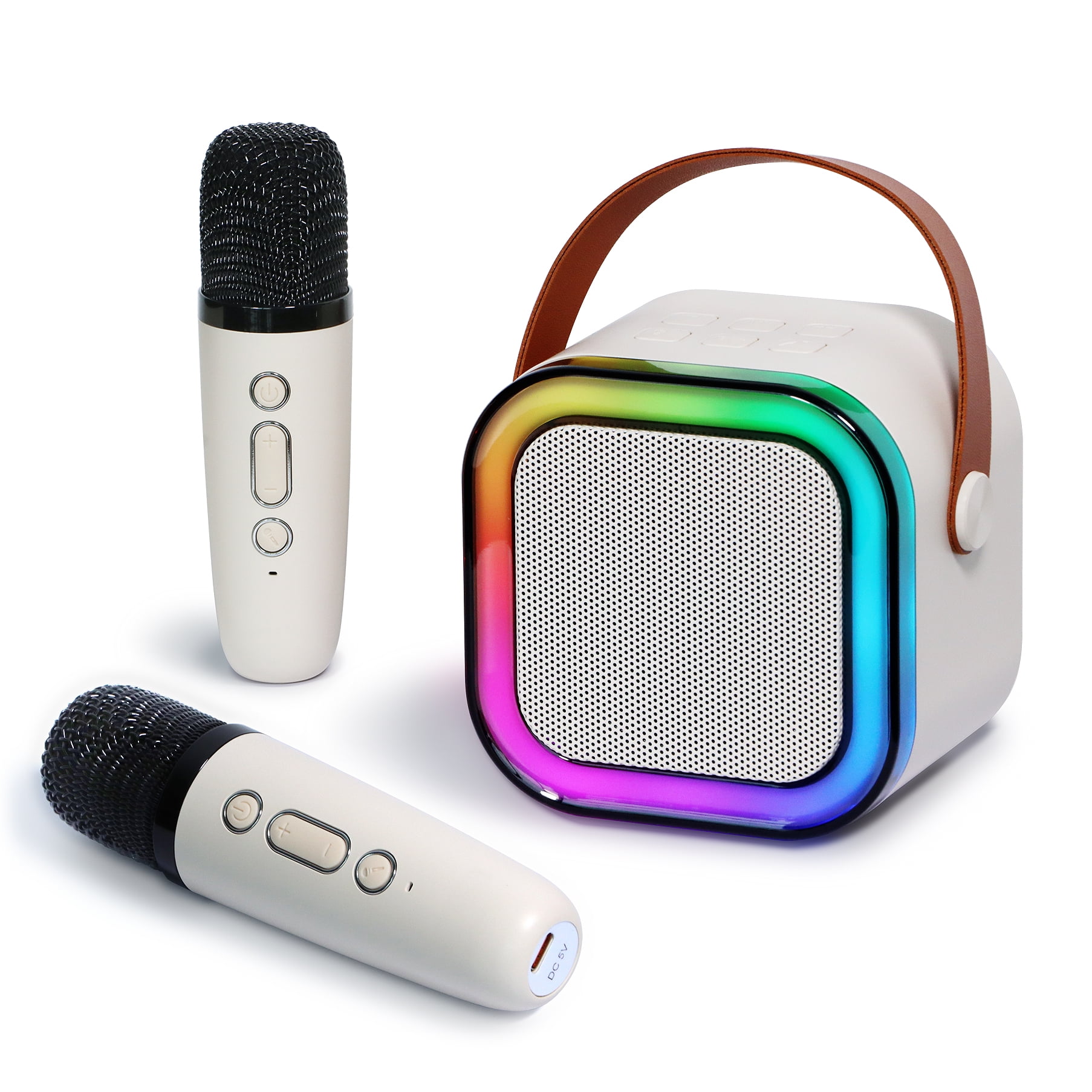 Kids Karaoke Machine With 2 Wireless Mics - Portable Bluetooth Speaker For Ages 5-12+