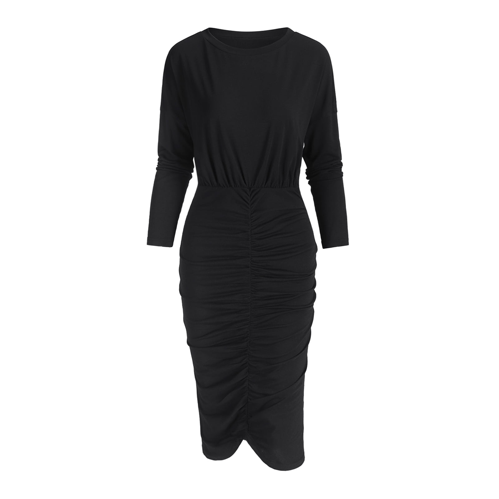 Yoesee Women's Long Sleeve Casual Midi Smocked Pleated Long Sleeve