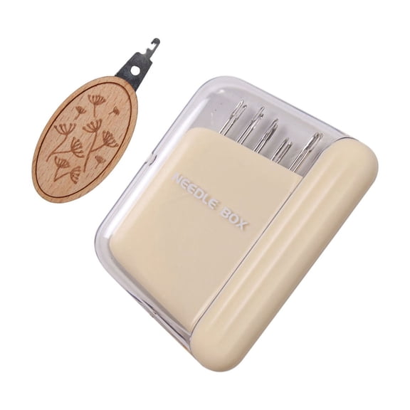 Yoetaun 10Pieces Hand Sewing Needle Set with Magnetic Box Metal Embroidery Needle with Threader for Sewing Quilting and Embroidery Milky Apricots