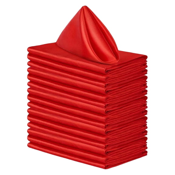 Yoetaun 10Pieces Satins Napkins Square Soft Table Dinner Napkins for Wedding Party Kitchen Restaurant Napkins Red