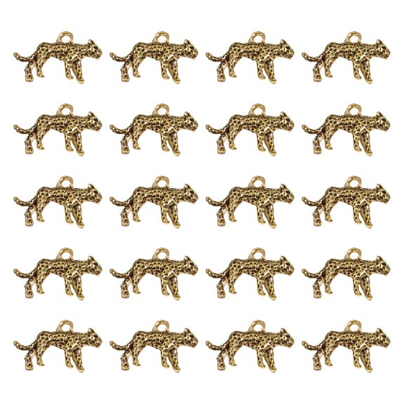 Yoetaun 20Pieces Alloy Leopard Charm for Handmade Jewelry Making Animal Pendants for Necklaces and Bracelets Keychains Accessories Gold