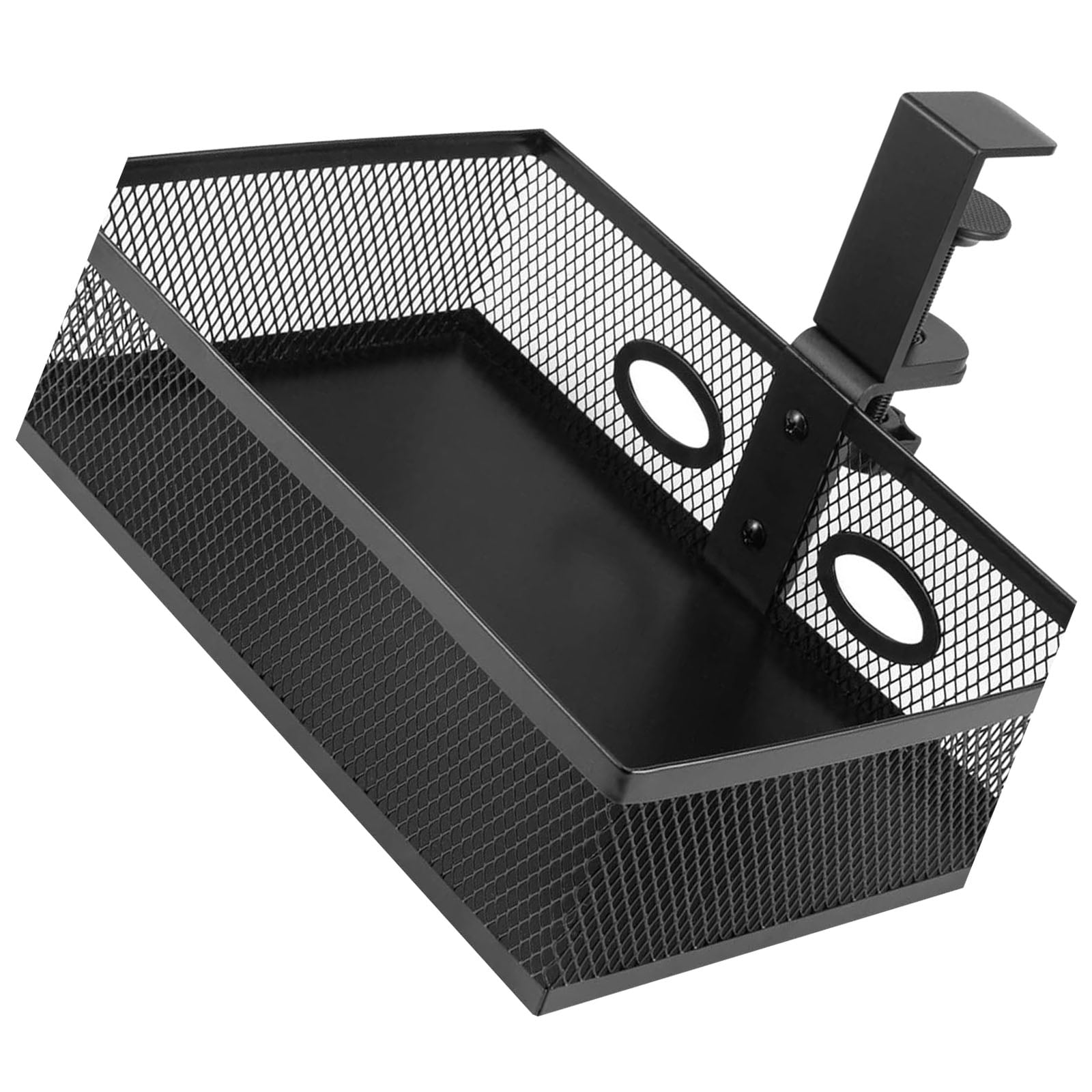 Yoetaun 360 Degree Rotating Under Desk Storage Organiser Large Capacity Drawer Office Supplies Holder Metal Wire Basket Black 2