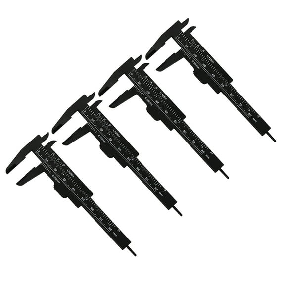 Yoetaun 4 Pieces 80 mm Caliper Vernier Caliper Double Scale Sliding Gauge Measuring Tool Student Office Use Black