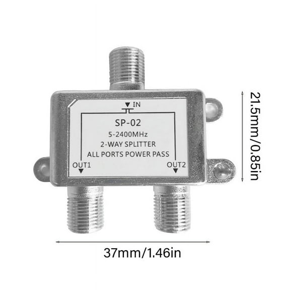 Yoetaun 5-2400MHz 2 Way for Digital Coax Cable Splitter Bi-Direction Satellite Receiver Connector for SATV/CATV Silver