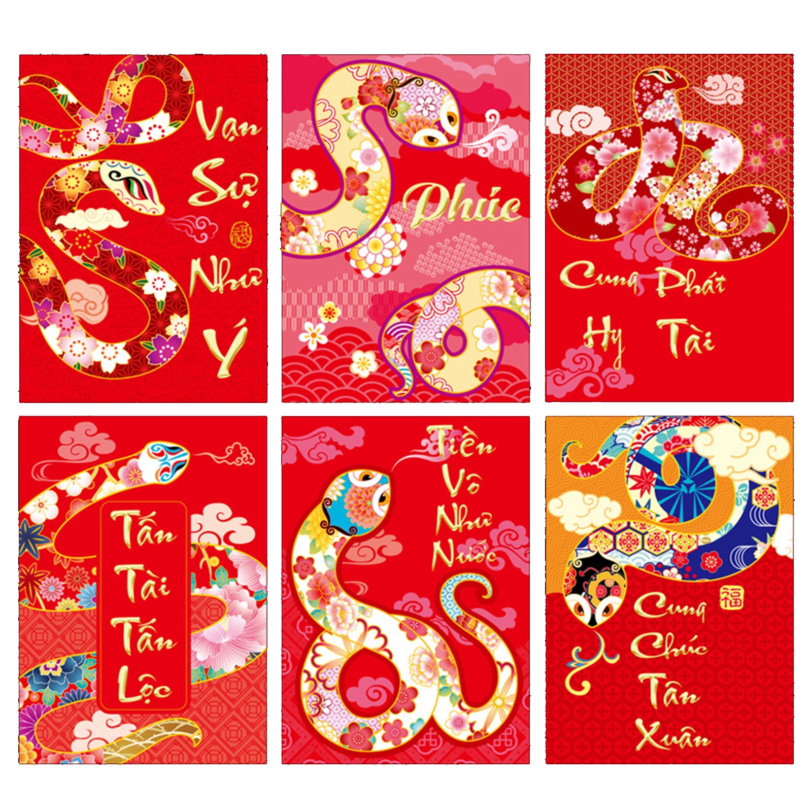 Yoetaun 6Pieces Redness Envelopes for Traditional Spring Festival 2025