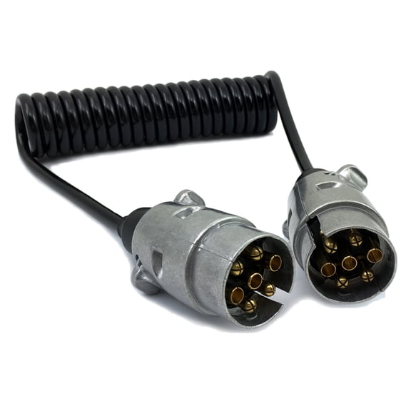 Yoetaun 7 Pin Trailer Automobile Aluminium Alloy Plugs 12V ith 1.5M Extension able Towing Electrics onnector iring Black + silver