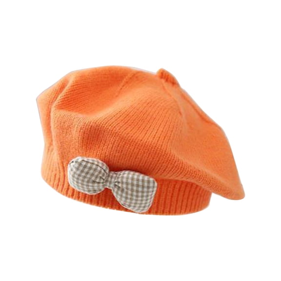 Yoetaun Cute Baby Girl Knitted Beret Soft & Comfortable Hat Stylish Infant Girl Beret Hat Perfect for Outdoor Activities Gift Orange