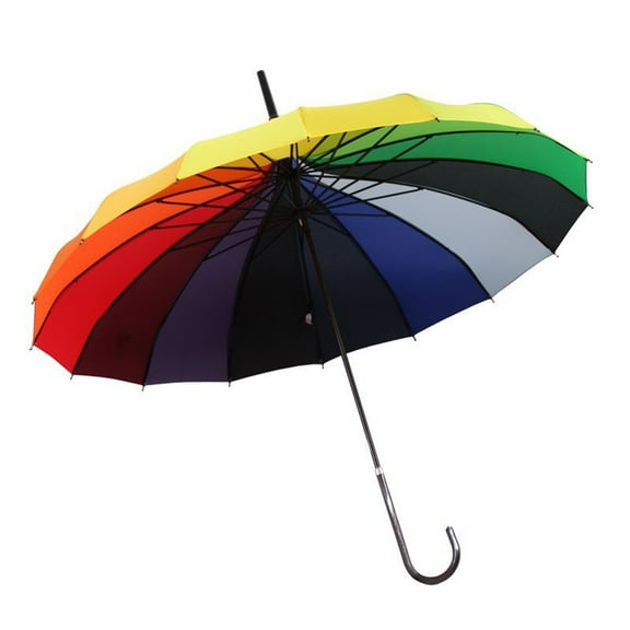 Yoetaun Long Handle Sun Rain Umbrella Large Stylish Striped Designs 16 Ribs Black White Stylish Umbrella for Photo Rainbow Color