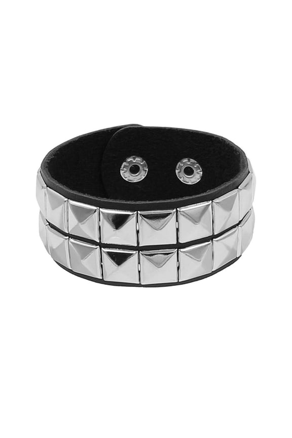 Punk Styles Square Studded Bracelet Unique Rivet Bracelet Fashion Statement Bracelet Leather Texture for Daily and Party Color 2