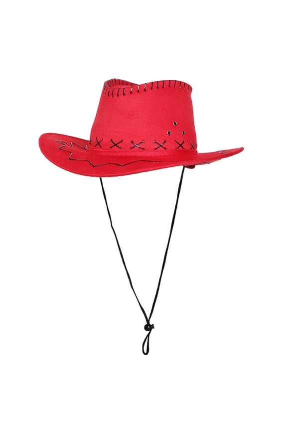 Ranchers Hat Western Wide Brimmed Hat for Women Men Casual Wear Western Fedoras Men Women Unisex Wear Red