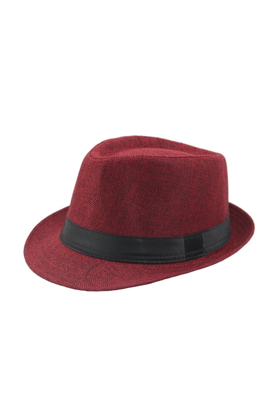 Short Brim Hats Mens Vintage Hat with Black Bands 8 Solid Color Size Fit Most Red
