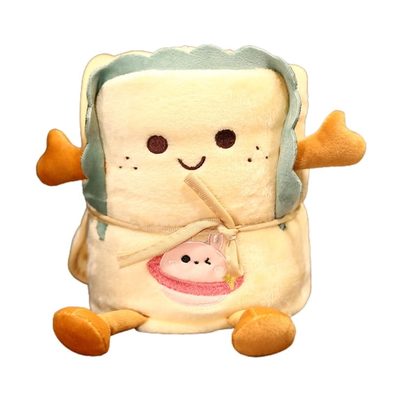 Yoetaun Soft Warm Flannel Bread Toast Blankets Lovely Foldable Throw Shawl Blanket Flannel Wrap Travel Roll Blankets Color B