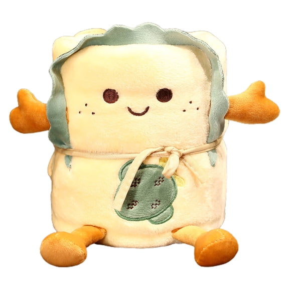 Yoetaun Soft Warm Flannel Bread Toast Blankets Lovely Foldable Throw Shawl Blanket Flannel Wrap Travel Roll Blankets Color C