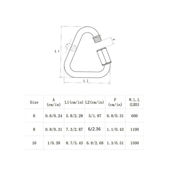 Yoetaun Stainless Steel Solid for Triangle Connection Meilong Lock for Triangle Lock for Climbing Camping Equipment Metal color