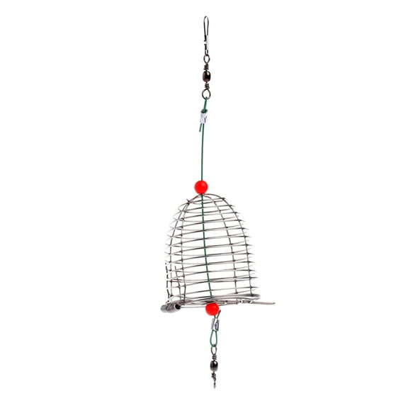 Yoetaun Stainless Steel Wire Fishing Trap Bait Cage Basket Feeder Holder Tackle Tool Silver