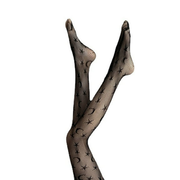 Yoetaun Women Fishnet Pantyhose Punk Pattern Mesh Net Tights Black