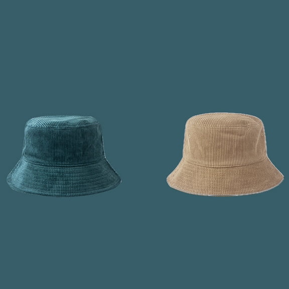 Yoetaun Women Men Winter Warm Corduroy Velvet Bucket Hat Ribbed Striped Solid Color Harajuku Wide Brim Sunscreen Fisherman Beige
