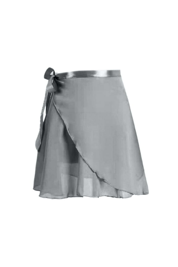 Women Wrap Dance Skirt Ballet Wrap Skirt Girls Dance Skirt Dance Skate Over Scarf Skirt Dancewear Light Grey