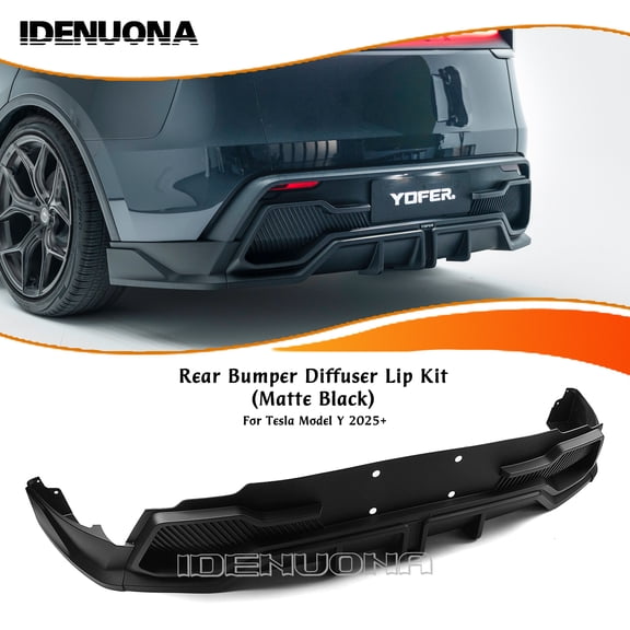 Yofer Rear Bumper Diffuser Lip Kit For Tesla Model Y 2025-2026 Matte Black