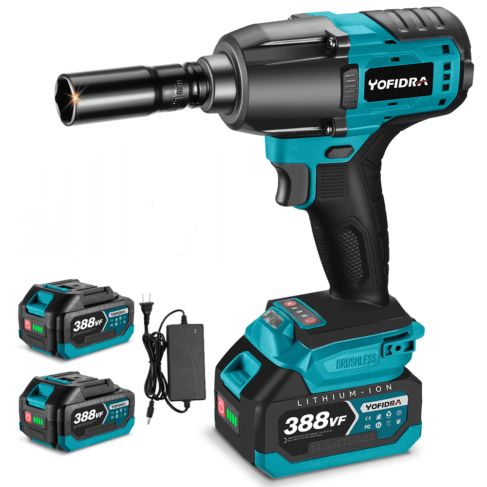 Yofidra Cordless Impact Wrench 1/2", Powerful Brushless Motor Driver w/ 3-Mode Speed, Max Torque 515 ft-lbs (700N.m), Power Impact Wrench W/ 2PCS Batteries for Car Home Truck Mower