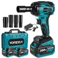 thumbnail image 1 of Yofidra Cordless Impact Wrench 1/2", Powerful Brushless Motor Impact Gu with 3-Mode Speed, Max Torque 580 ft-lbs (800N.m), Power Impact drill tool set w/ 2PCS Batteries, 4 Sockets for Home Car Truck, 1 of 12