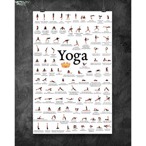 Yoga 150 poses your body wishes to practice poster - Dnstyles 11 x 17 Inch Poster