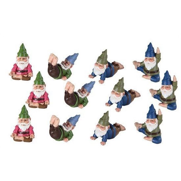 Yoga Activity Garden Gnomes Collectible Figurines, Set of Twelve