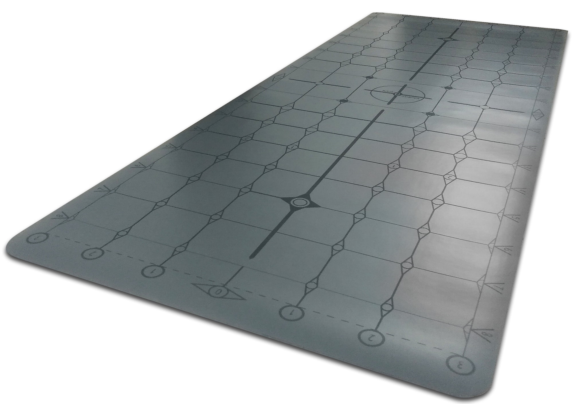Yoga Alignment & Awareness Mat - Non Slip Hot Yoga - A Matrix of Grid Lines & Coordinates Diamond Pattern