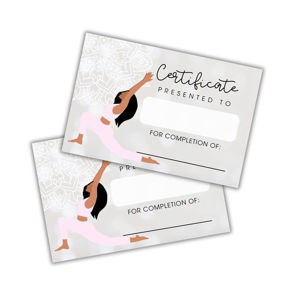 Yoga Award Certificate Gift Session Card  30pk 4x6 Reiki Studio Achievement Positions Class in Session Guru for Beginners Kids Ribbon Trophy