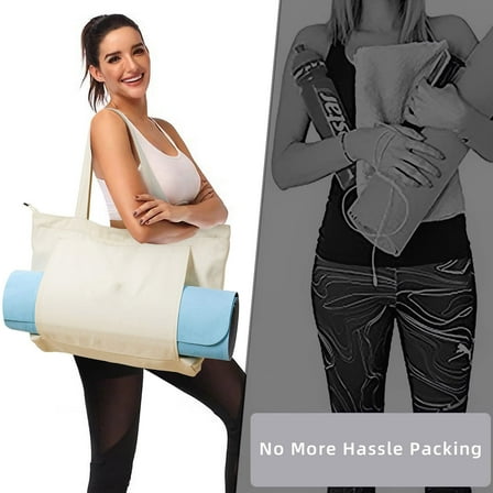 Bag Tote for Women | Large Canvas Mat Carrier | Lightweight Oxford Cloth, Wet Dry Pocket, Shoulder Gym Bag Fits Accessories | Travel Beach Pilates Workout Carryall 36x38x13cm