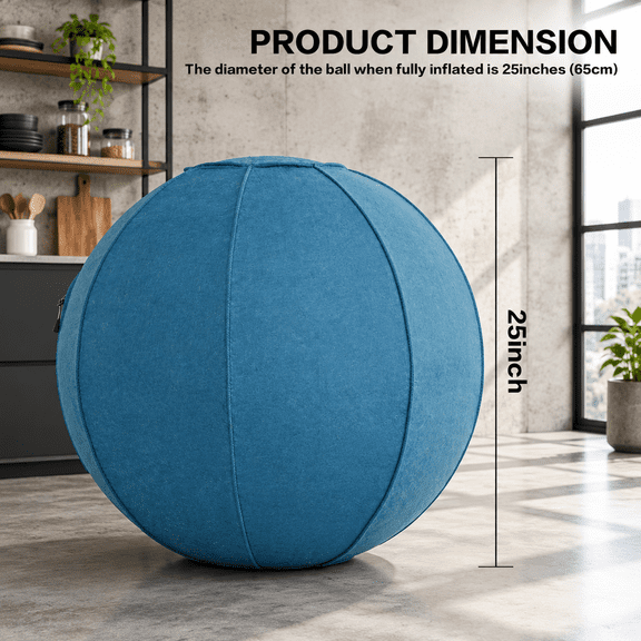 Yoga Ball Exercise Anti Slip Stability Chair 25" Heavy Duty Large Gym For Fitness Balance And Core Workout With Cover Easyn