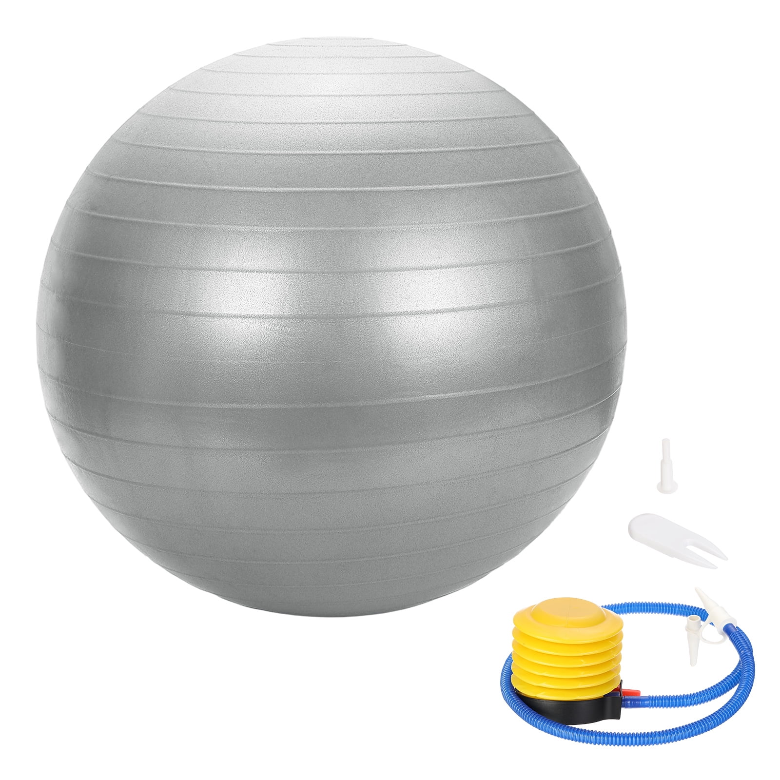 Yoga Ball, Exercise Ball 25.6" & & Grey Anti-Slip Stability Pilates Extra Thick Birth Workout with Pump - Fitting for (Gym Balance Fitness Core Workout)