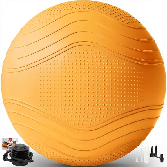 Yoga Ball, Multiple Sizes Non Slip Exercise Ball for Workout, Birthing, nce, Stability, Pregnancy, 2200LB Capacity, Anti Burst Chair Home and Office, Includes Quick Pump & Fitness Guide