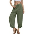 thumbnail image 1 of Yoga Black Pants, Women'S Solid Color Baggy Wide-Leg Pants Casual Elastic-Waistband Pocket Pants Women High Waisted Pants (Olive Green,XL), 1 of 9