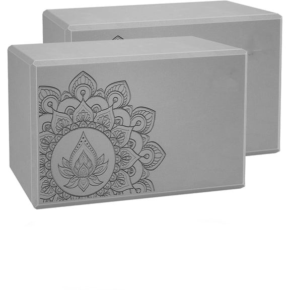 Yoga Block 2 Pack Supportive Latex-Free EVA Foam Soft Non-Slip Surface for General Fitness Pilates Stretching and Meditation Yoga Strap Included