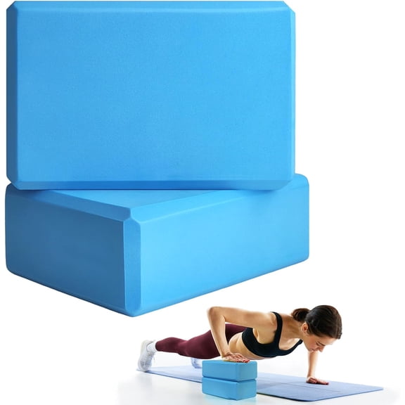 Yoga Block 2 Pcs, Yoga Brick Foam Blocks EVA Foam Block, Soft Non Slip Surface with Bevel, Yoga Accessories for Stability, Balance and Deep Stretching, for Yoga, Pilates, Stretching and Toing
